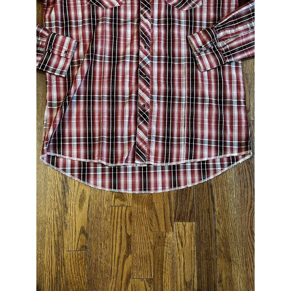Wrangler Pearl Snap Shirt Mens Size XL Tall, Plaid Long Sleeve Western Cowboy - Picture 6 of 9